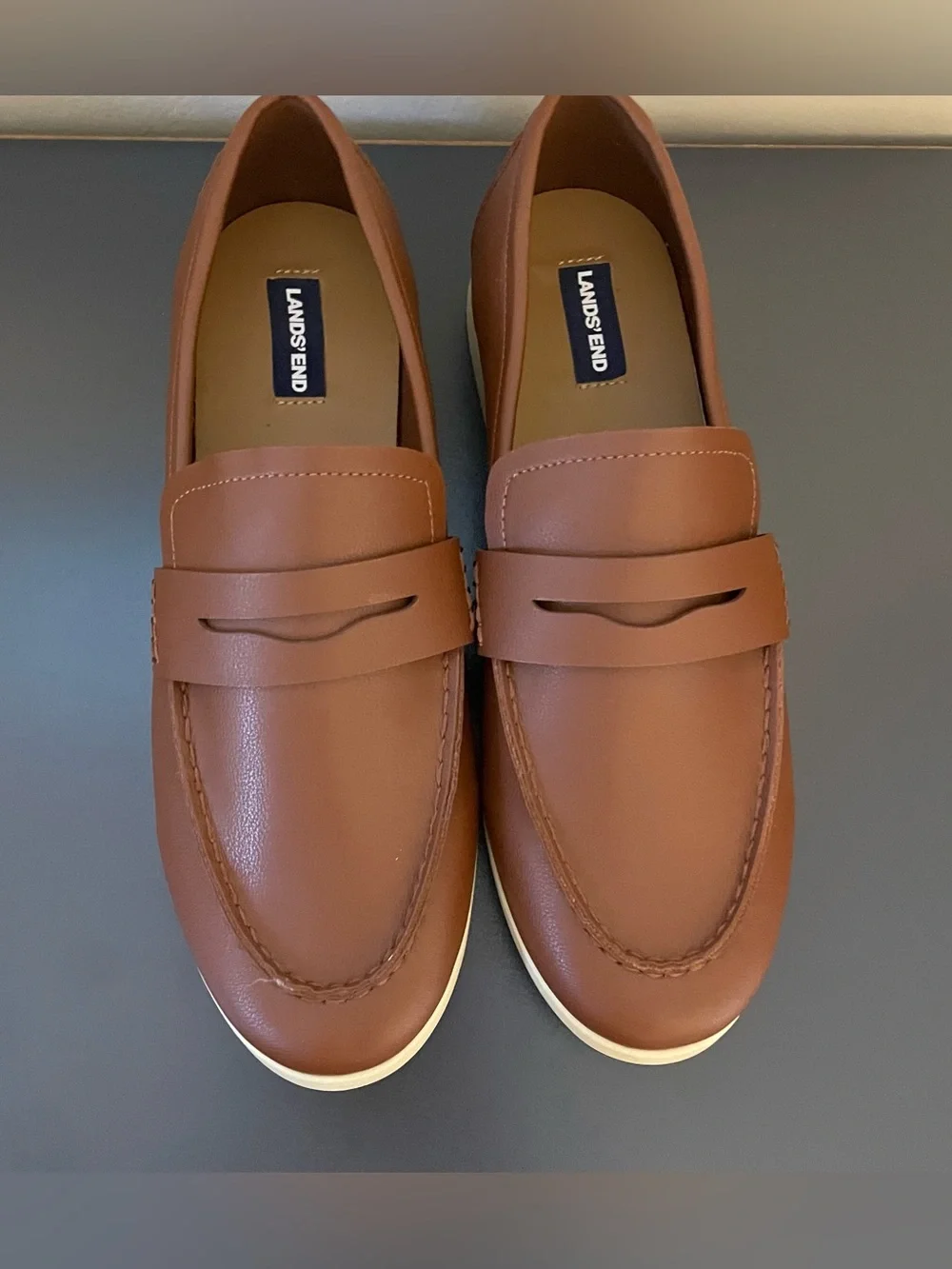 Lands End Boys Brown Loafers Size 7